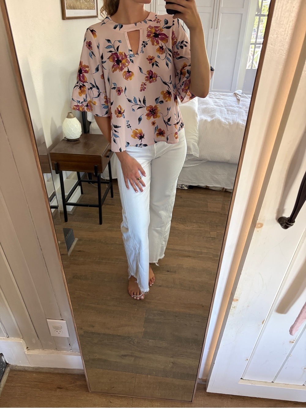URBAN Romantics Pink Floral Keyhole Top